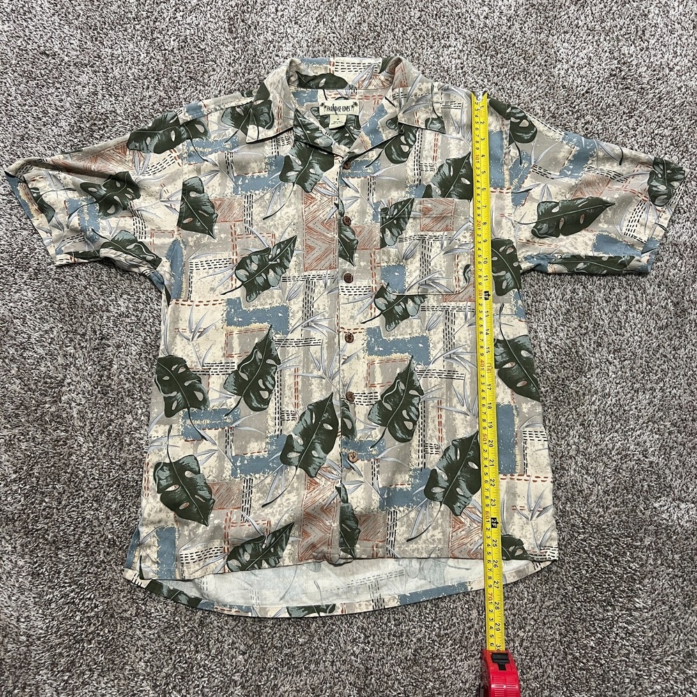 Paradise Coves Mens Medium Hawaiian Shirt Floral Size M Short Sleeve 100% Silk